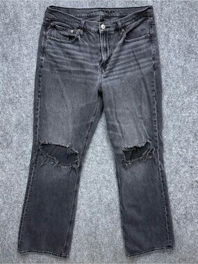 American Eagle Women’s Distressed Black Knee-Rip Jeans